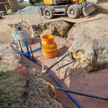 Eßbach, Kirchgasse
Bau von Schutz und Regenwasserkanal, Trinkwasserleitung, Gasfaser-Leerrohr und Straßenbau
